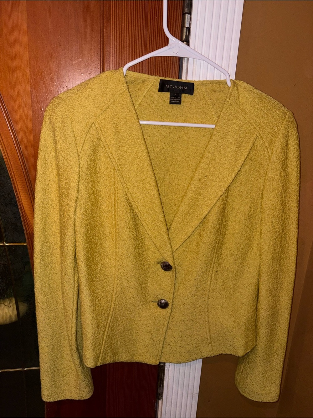 St. John Yellow Textured Knit Blazer - Picture 7 of 14